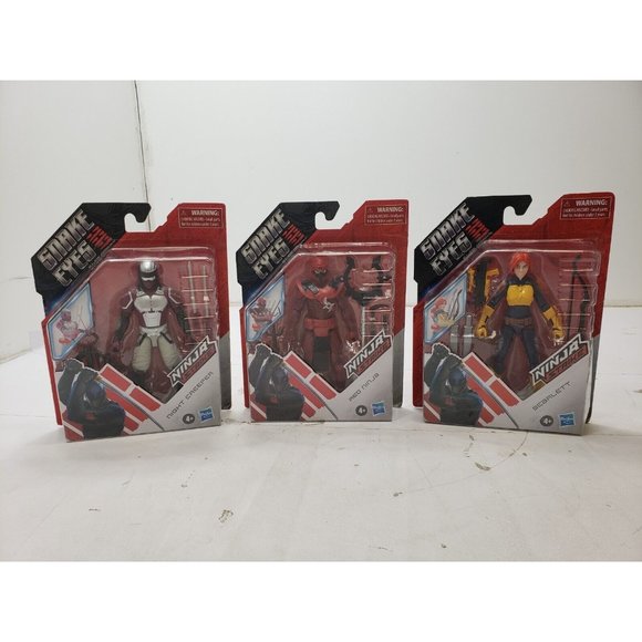 GI Joe Snake Eyes Movie 6-Inch Ninja Strike Action Figures Lot Of 3 Scarlet Red - Picture 1 of 8